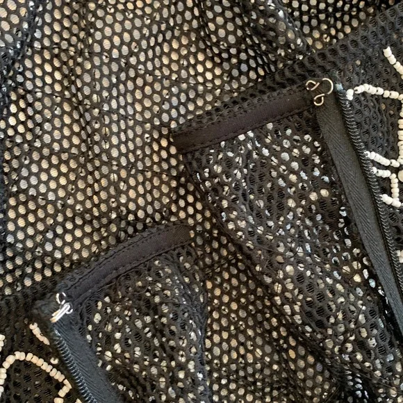 NEW asos Women’s Size 4 Small Black and White Long Sleeve Beaded Mini Dress - Picture 5 of 11